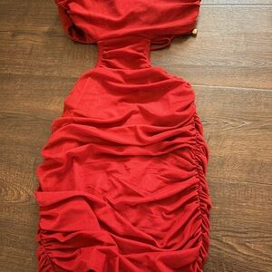 Chic Strapless Red Dress